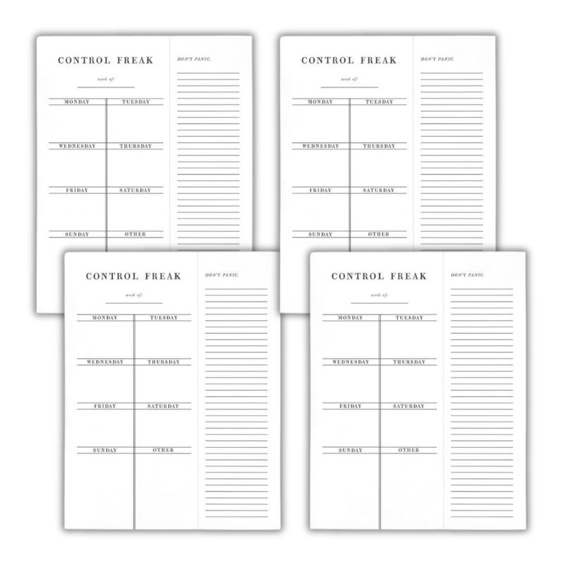 Set of 4 Copy of Control Freak Weekly List Notepad 8 5 x 11 Desk Planner