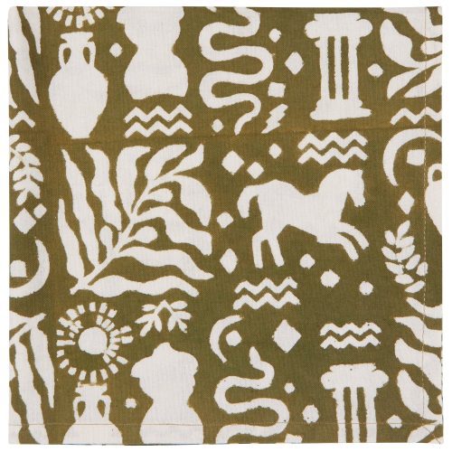 Set of 4 Olympus Block Print Napkins Table Dinner Cloth Napkin 18 x 18 3