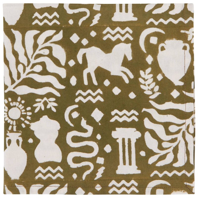 Set of 4 Olympus Block Print Napkins Table Dinner Cloth Napkin 18 x 18 4