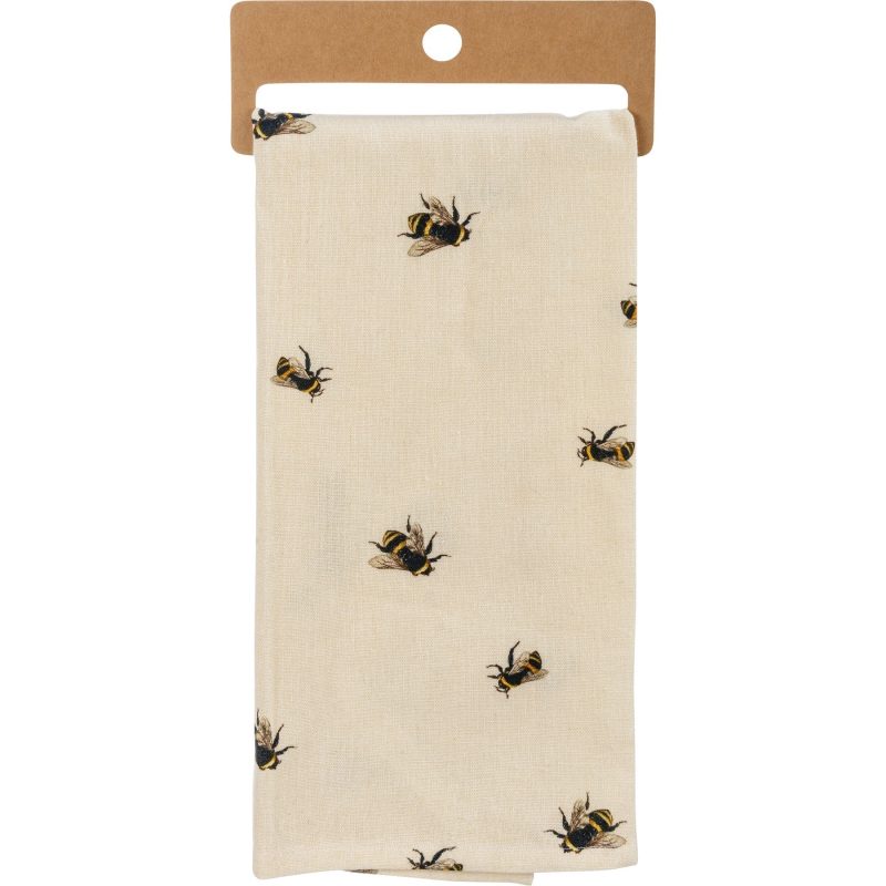 Show Me The Honey Honeybee Dish Cloth Towel Cotten Linen Cotton and Linen Embroidered Text 18 x 28 2