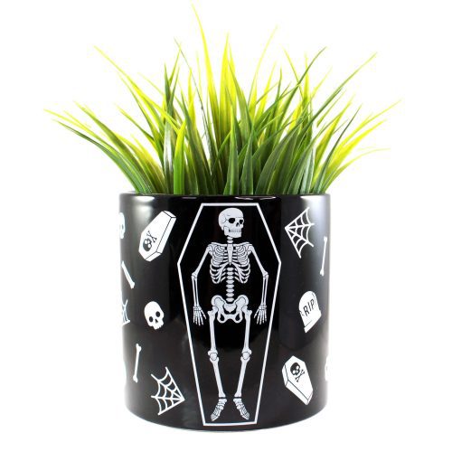 Skeleton Spooky Ceramic Plant Container Flower Succulents Planter Pot 3