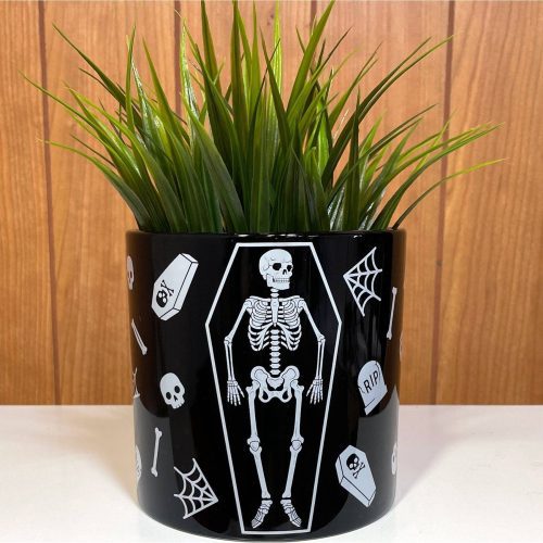 Skeleton Spooky Ceramic Plant Container Flower Succulents Planter Pot 4