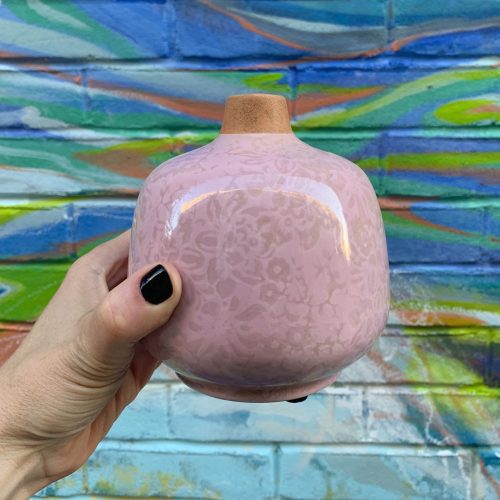 Small Ceramic Light Pink Bud Vase Decorative Versatile Flower Pot 4 52 x 4 92 5