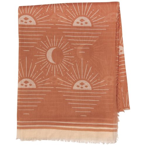 Soleil Printed Cotton Long Designer Scarf in Light Brown Wrap Shawl Scarves 40 x 72 3