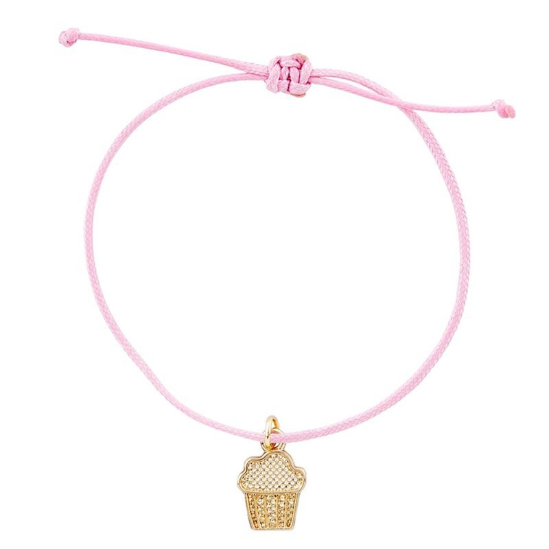 Sparkle Shine Cord Bracelet Cupcake Charm Birthday Gift Fashion Jewelry