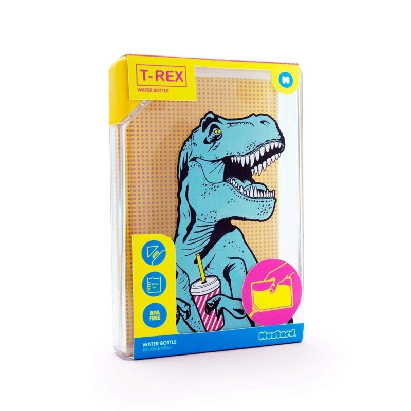 T Rex Flask Style Pop Art Water Bottle Flat Profile Fits in Handbag BPA Free and Dishwasher Safe 3