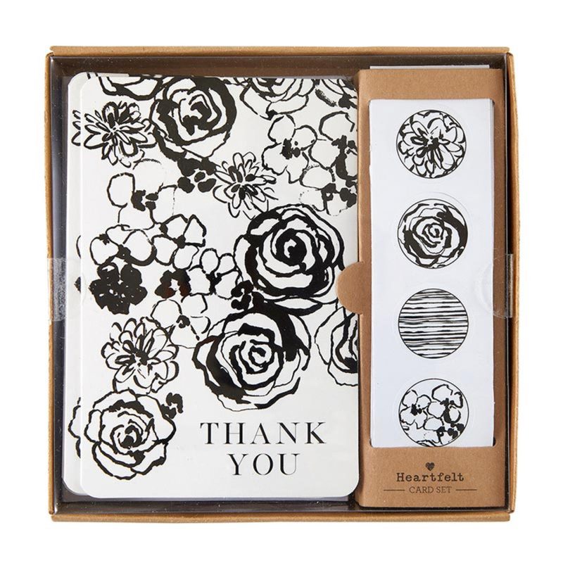 Thank You Card Set With Envelopes and Sticker Seals Blank Inside Greeting Cards Set of 12