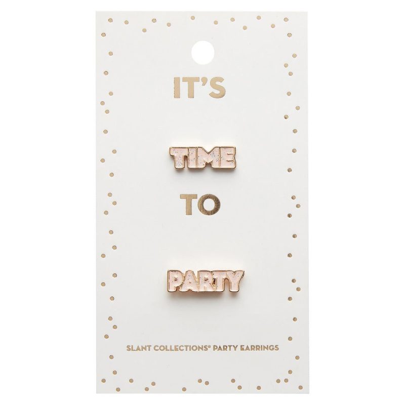 Time to Party Earrings Light Pink and Gold with Glitter Finish