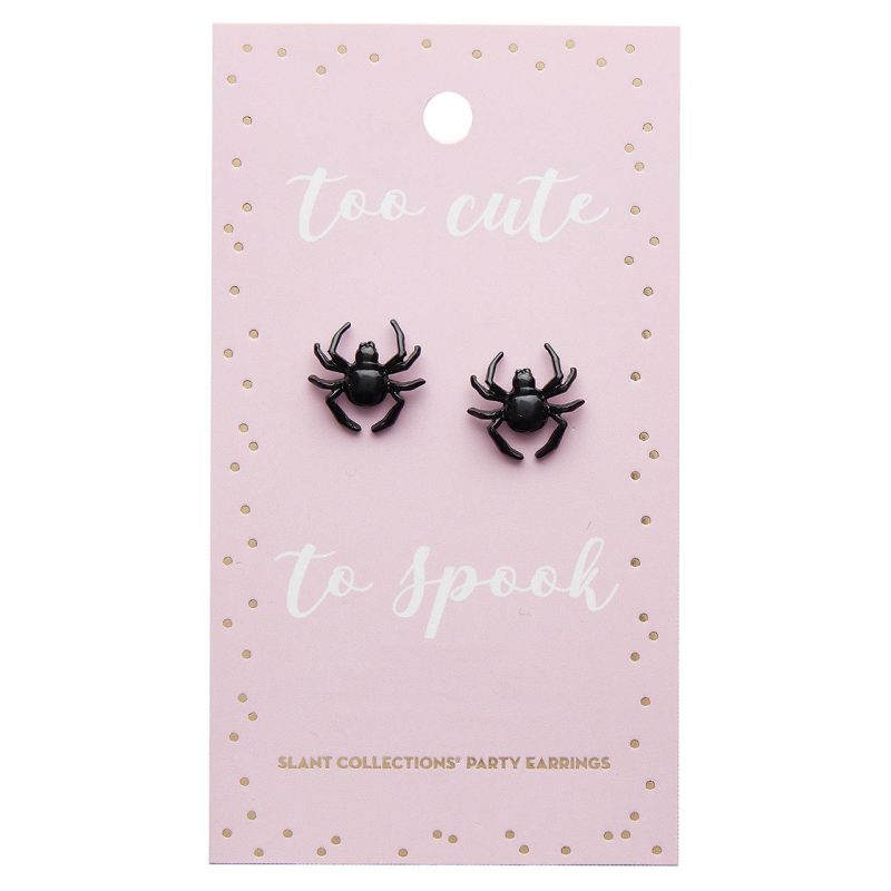 Too Cute to Spook Spider Earrings Black Studs for Halloween Spooky Goth Gift for Her 2