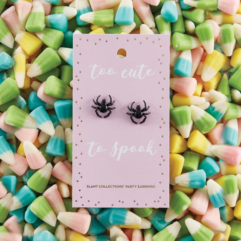 Too Cute to Spook Spider Earrings Black Studs for Halloween Spooky Goth Gift for Her 3