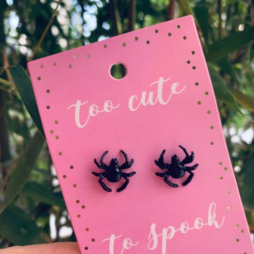 Too Cute to Spook Spider Earrings Black Studs for Halloween Spooky Goth Gift for Her 6