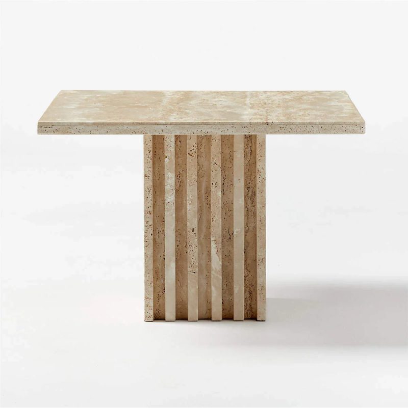 Troia Light Beige rectagular Travertine coffee side table 99920002 honed W13 L21 H16 angle view