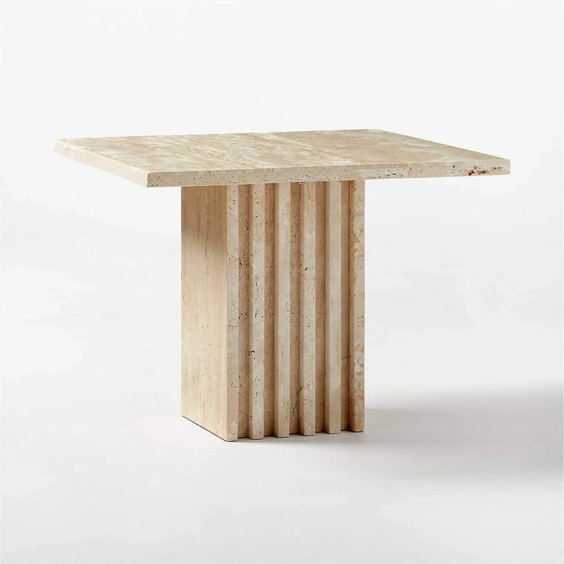 Troia Light Beige rectagular Travertine coffee side table 99920002 honed W13 L21 H16 side view