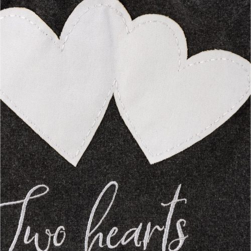 Two Hearts One Love Kitchen Towel Black and White Stonewashed Tea Dish Cloth 28 x 28 5