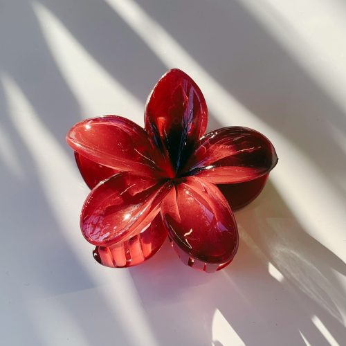 Velvet Claws Red Flower Hair Claw Claw Clip in Velvet Travel Bag 3