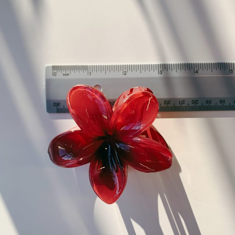 Velvet Claws Red Flower Hair Claw Claw Clip in Velvet Travel Bag 9