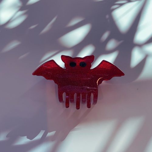 Velvet Claws Red Glitter Bat Mini Hair Claw Claw Clip in Velvet Travel Bag 5 3973e0d9 d69f 4414 8f18 29bf7c6eba80