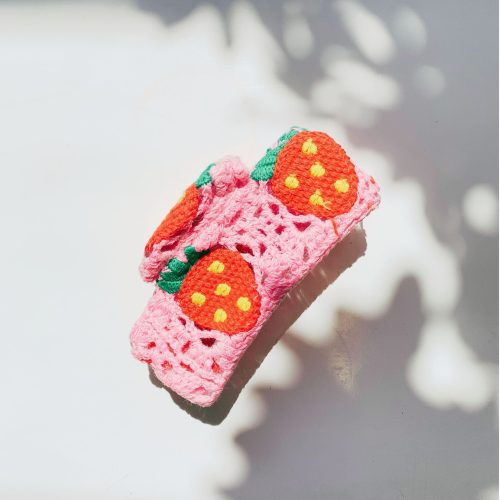 Velvet Claws Strawberry Granny Square Hair Claw Claw Clip in Velvet Travel Bag 11