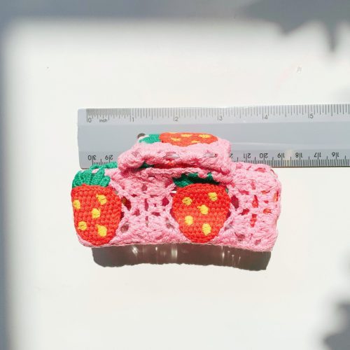 Velvet Claws Strawberry Granny Square Hair Claw Claw Clip in Velvet Travel Bag 12