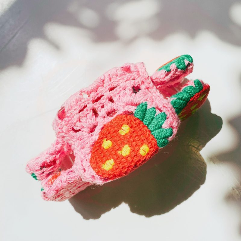 Velvet Claws Strawberry Granny Square Hair Claw Claw Clip in Velvet Travel Bag 9