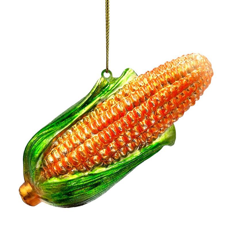 WBM 01CharmingCornGlassChristmasOrnament FarmerStyleTreeDecor