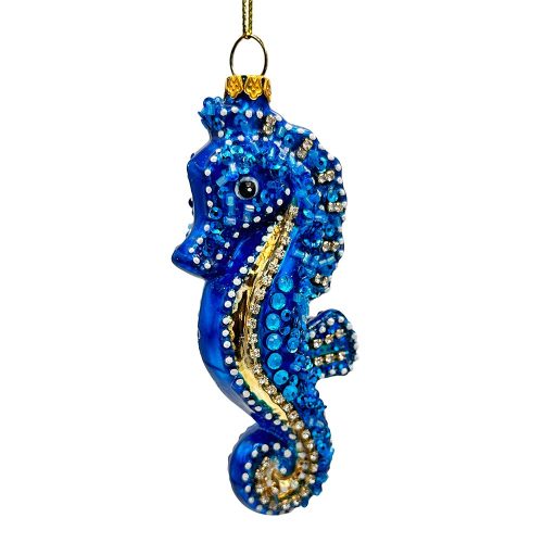 WBM 01ExoticSeahorseGlassChristmasOrnament AquaticBeachThemedNauticalDecor