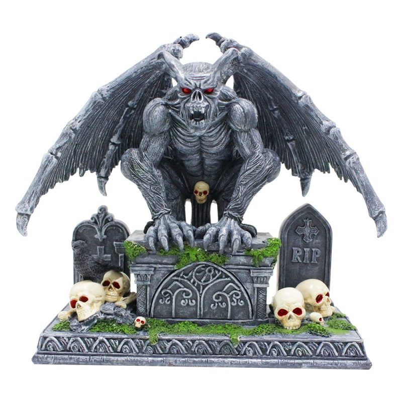 WBM 01GraveGuardianGargoyleFigurine 10SolarPoweredGothicHalloweenGardenStatue