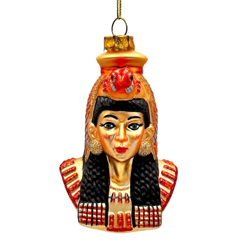 WBM 01MajesticCleopatraGlassOrnament EgyptianHolidayUniqueHandcraftedChristmasDecor