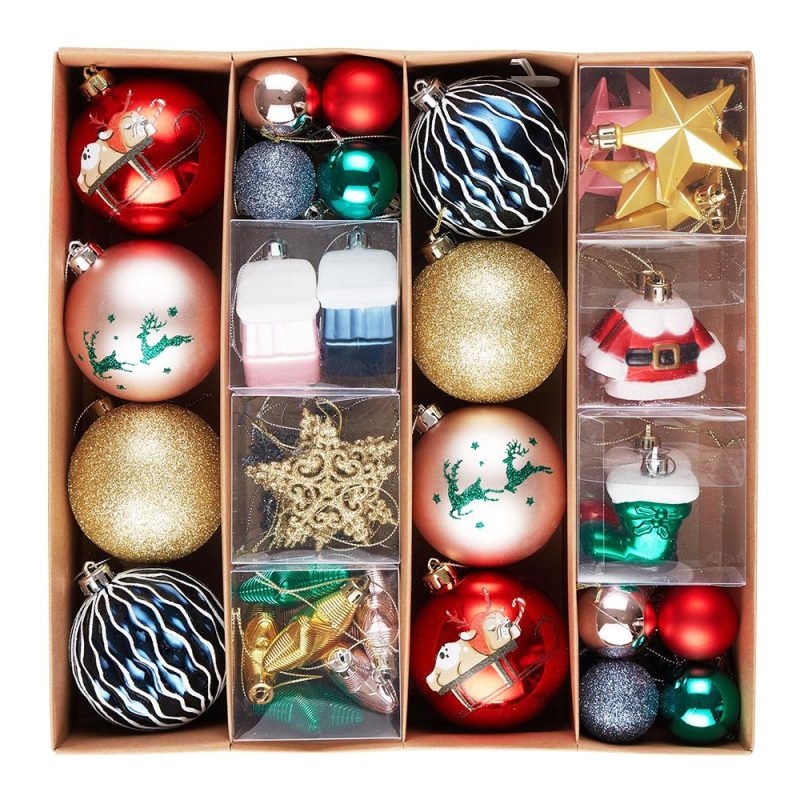 WBM 01PremiumChristmasOrnamentEclecticBundleSet 60GlitterFilledBaubles Homes StarCharms