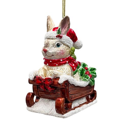 WBM 01Sleigh BorneAnimalEnsembleSetof5ChristmasOrnaments Horse Goat Pig Donkey andDuck