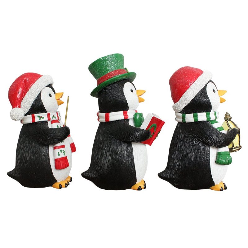 WBM 02CarrolingPenguinTrioSetofChristmasFigurines 6WinterHolidayStatueSetofThree