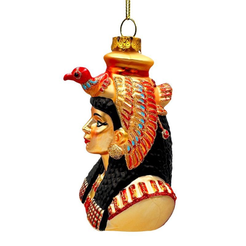 WBM 02MajesticCleopatraGlassOrnament EgyptianHolidayUniqueHandcraftedChristmasDecor