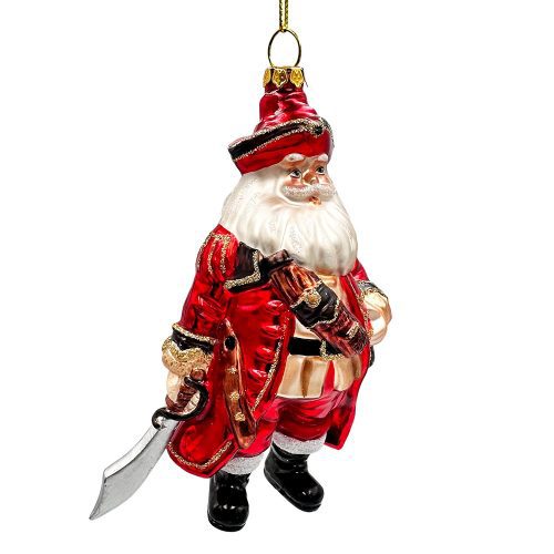 WBM 02SantaPirateGlassChristmasOrnament SeaSailerBanditUniqueTreeDecor