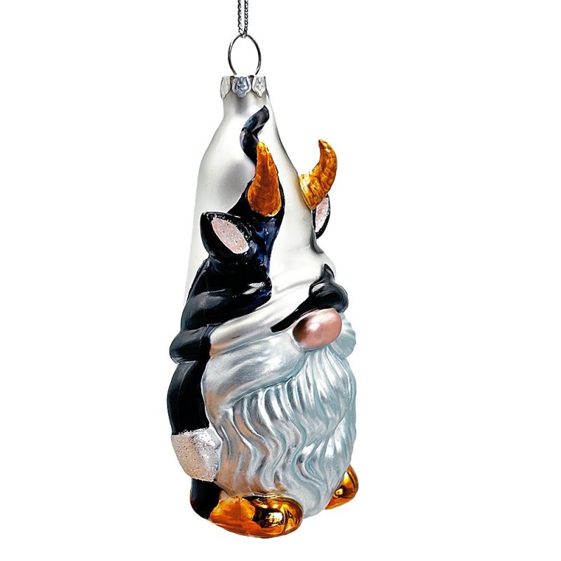 WBM 02WhimsicalGnomeCowHandblownGlassChristmasOrnament CuteHolidayDecor