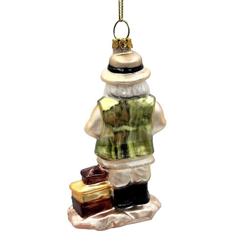 WBM 03AdventurousSafariSantaHandblownGlassOrnament AfricanJungleExplorerTravelThemedChristmasDecor