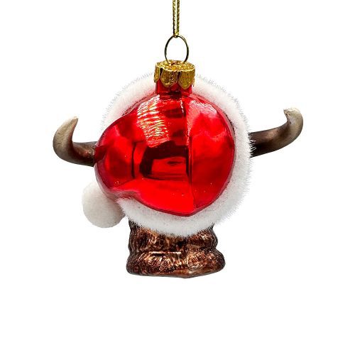 WBM 03FestiveBisonGlassChristmasOrnament BuffaloWesternBovineAnimal