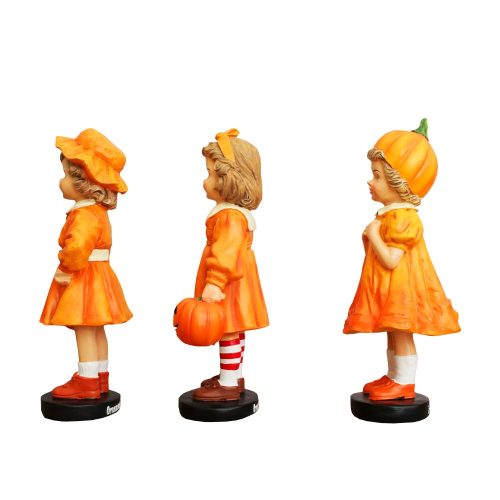 WBM 03InvitingPumpkinGirlTrioSetofFigurines 6VictorianAutumnFallandHalloweenTableDecoration