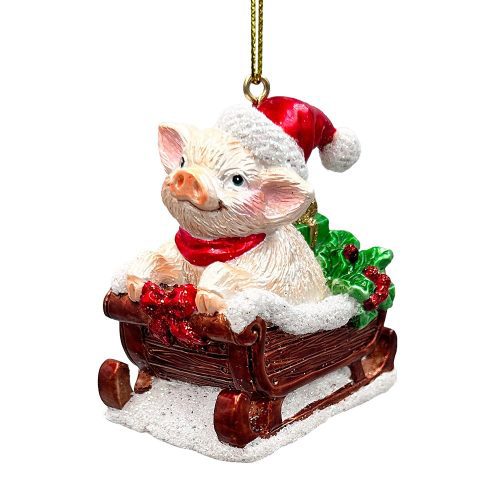 WBM 03Sleigh BorneAnimalEnsembleSetof5ChristmasOrnaments Horse Goat Pig Donkey andDuck