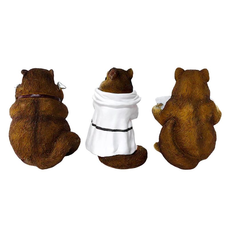 WBM 03WhimsicalChipmunkTrioSetofThreeFigurines 5CuteDeskDecorandGardenStatues