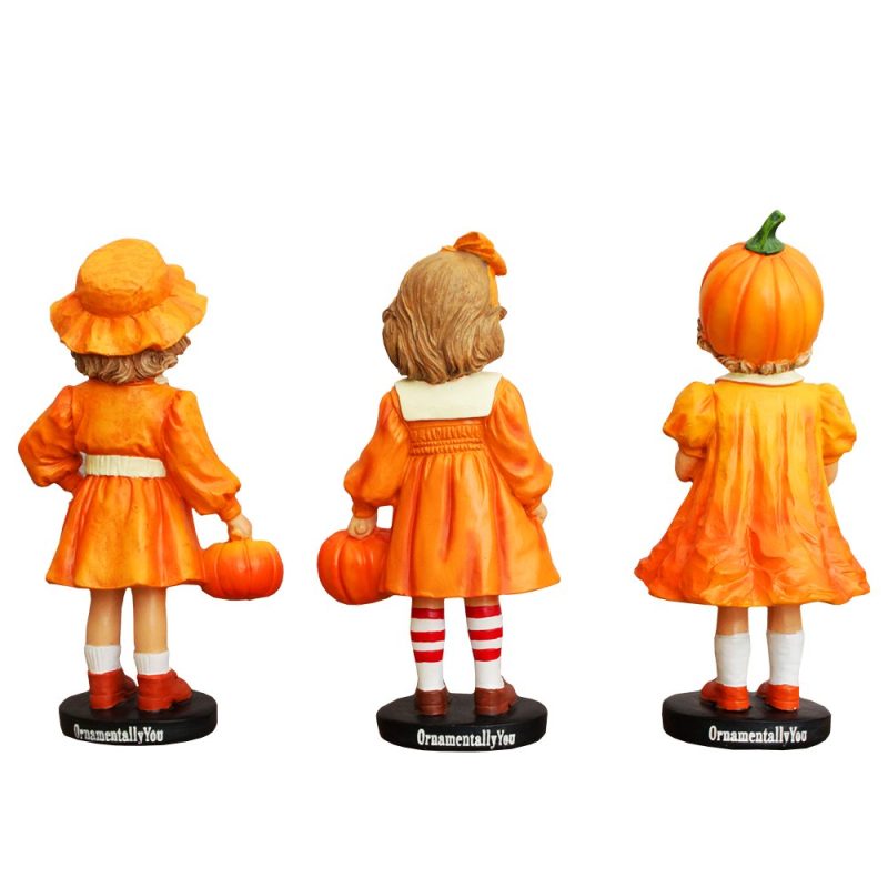 WBM 04InvitingPumpkinGirlTrioSetofFigurines 6VictorianAutumnFallandHalloweenTableDecoration