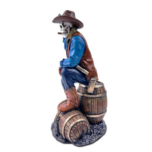 WBM 04WesternSkeletonGunslingerStatueFigurine 10GothicCowboyWildWestHomeDecor