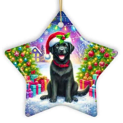 WBMSparklingYuletideBlackLabradorRetrieverOrnament JoyfulChristmasGift1Star