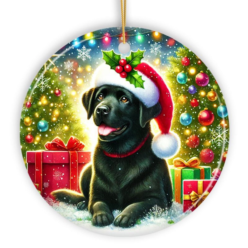 WBMSparklingYuletideBlackLabradorRetrieverOrnament JoyfulChristmasGift2Circle