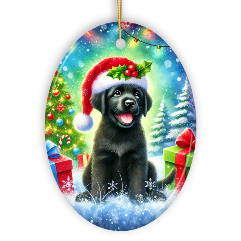 WBMSparklingYuletideBlackLabradorRetrieverOrnament JoyfulChristmasGift3Oval