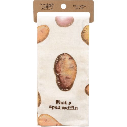 What A Spud Muffin Kitchen Towel Retro Style Hand Tea Dish Cloth 18 x 28 3