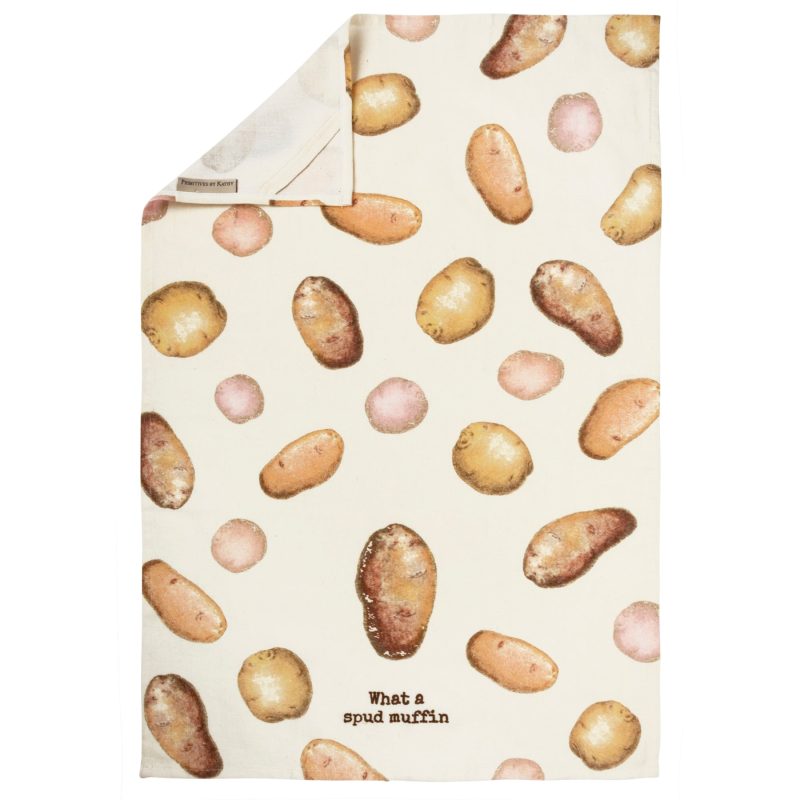 What A Spud Muffin Kitchen Towel Retro Style Hand Tea Dish Cloth 18 x 28 4