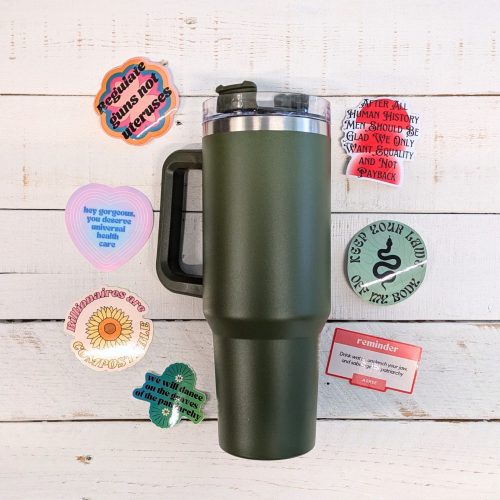 Worlds Best Cup The GetBullish Sticker Tumbler 40 Oz Handle Travel Mug Choose Your Own Sticker Pack 29