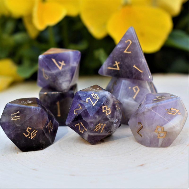 amethyst stone dice set 2