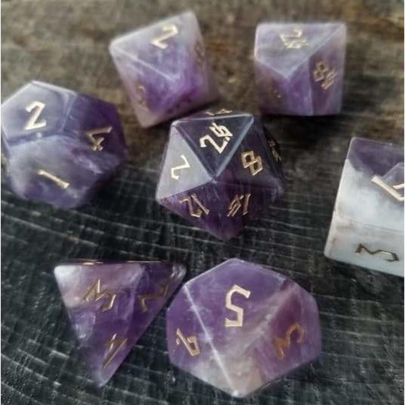 amethyst stone dice set 4