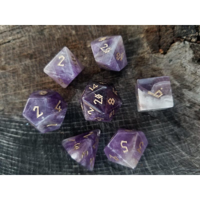 amethyst stone dice set 5